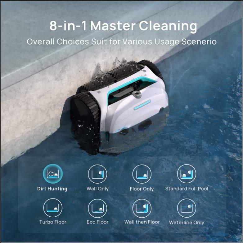 (2025 New) WYBOT C2 Vision Robotic Pool Vacuum with AI Camera, Ultra-Fine Filtration Pool Cleaners for Above&Inground Pools, Comprehensive 8 Mode, Wall Climbing, Smart Navigation, Gray