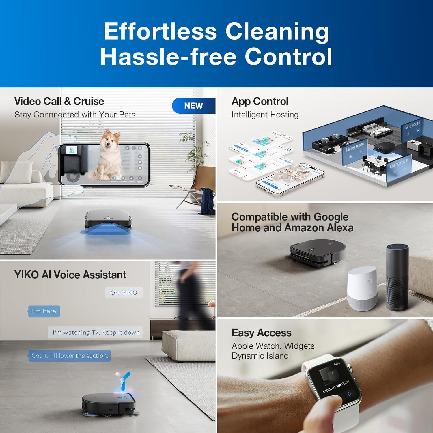 ECOVACS DEEBOT T50 PRO Omni Robot Vacuum and Mop, 3.19” Ultra-Slim, 15,000Pa Suction, ZeroTangle 2.0, TruEdge Edge Cleaning, AIVI 3D Obstacle Avoidance, Auto Mop Wash & Dry, Self-Emptying
