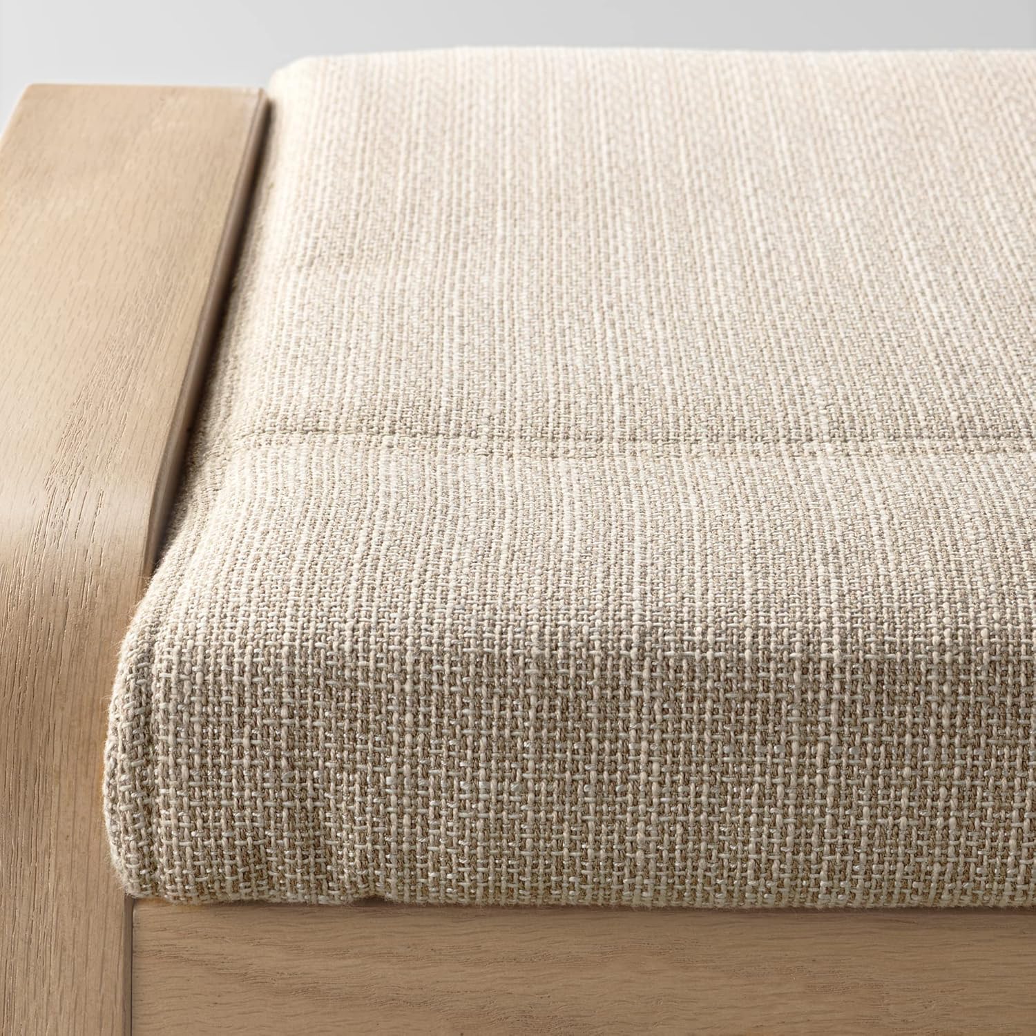 IKEA POÄNG Armchair and Footstool, White Stained Oak Veneer/Hillared Beige