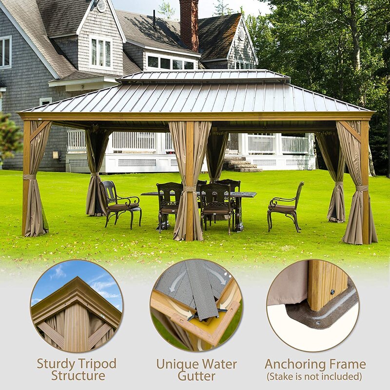 Cavus 20 Ft. W x 12 Ft. D Galvanized Steel Patio Gazebo