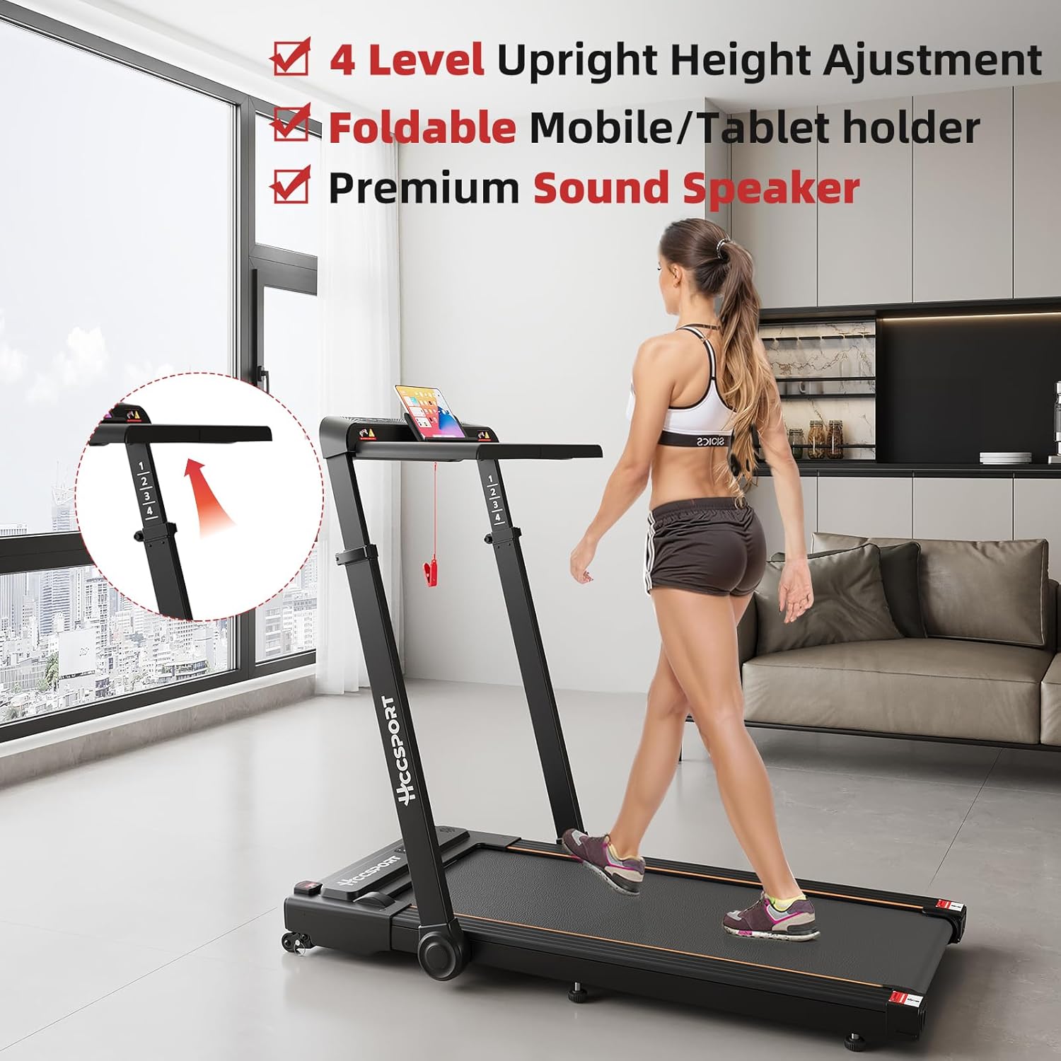 Treadmill with Incline 3 in 1 Under Desk Treadmill