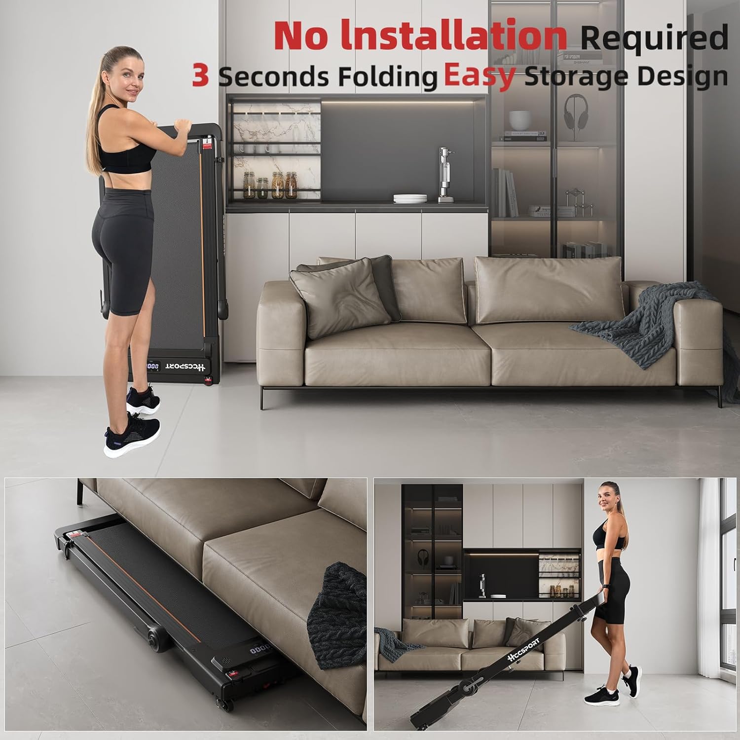 Treadmill with Incline 3 in 1 Under Desk Treadmill