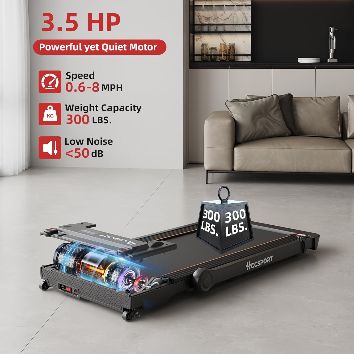 Treadmill with Incline 3 in 1 Under Desk Treadmill