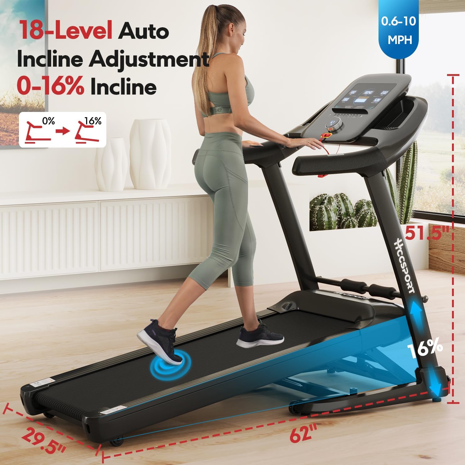 Treadmill with Incline 3 in 1 Under Desk Treadmill