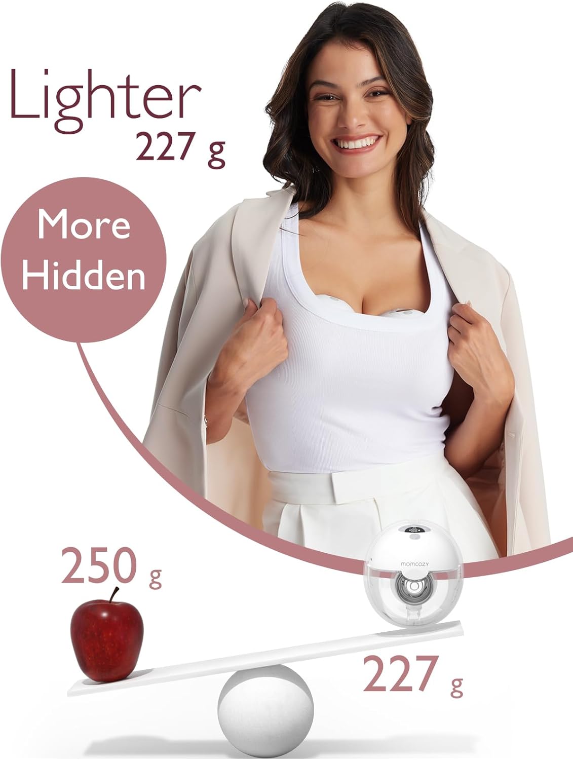 Momcozy M5 Hands Free Breast Pump, Wearable Pump of Baby Mouth Double-Sealed Flange with 3 Modes & 9 Levels, Electric & Portable Pump, 2 Pack, Gray