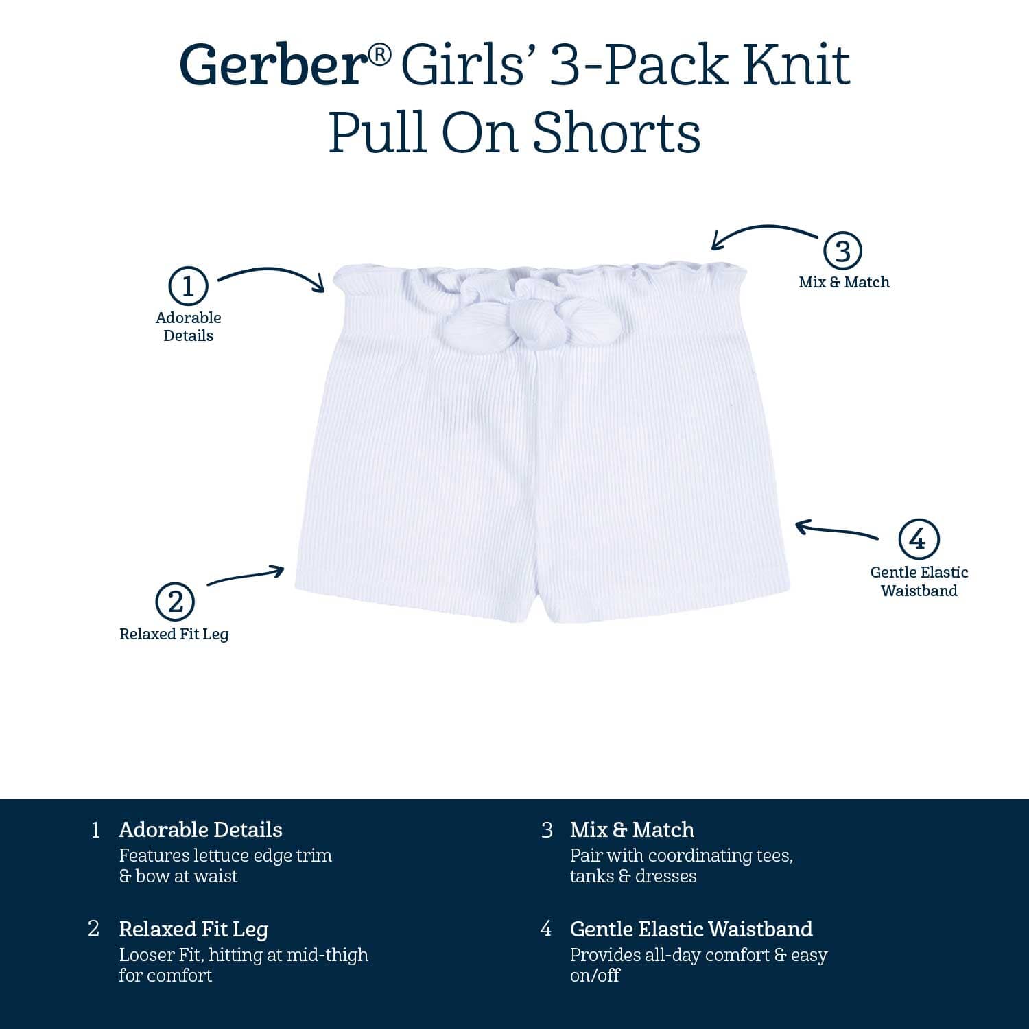 3-Pack Baby & Toddler Girls Picnic Day Dreams Pull-On Knit Shorts