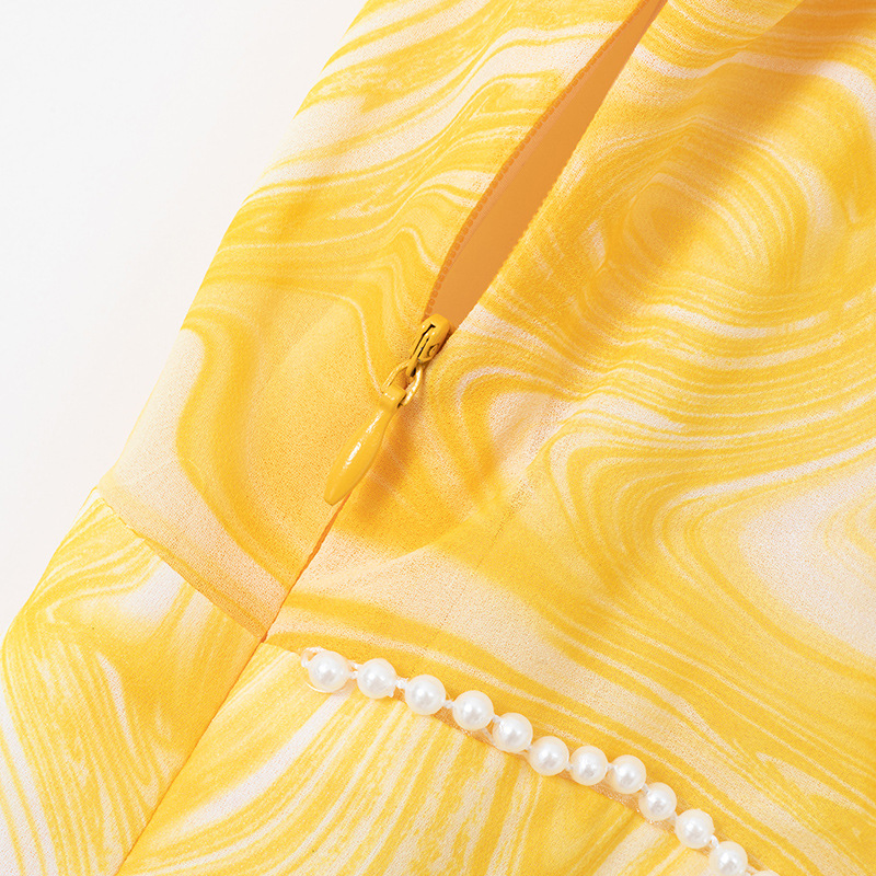 Plus size yellow french maxi dress