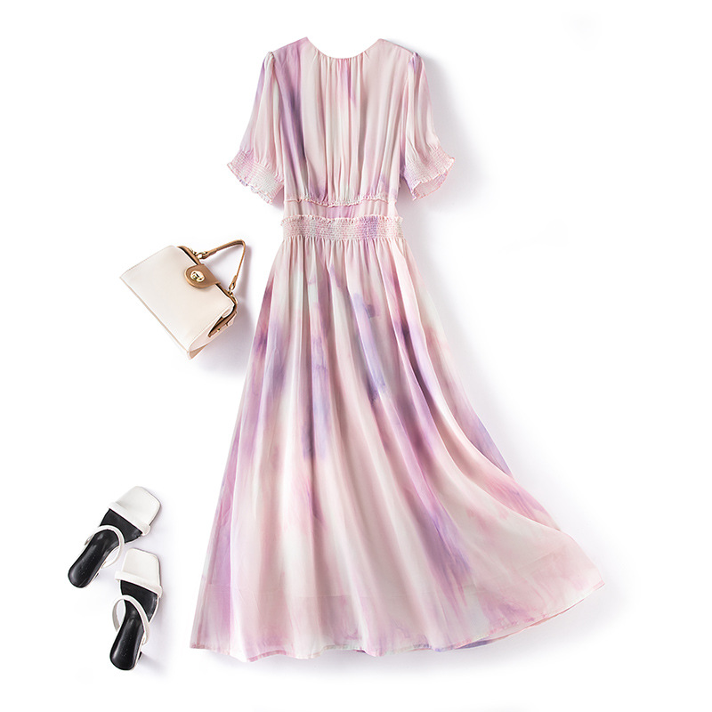 Plus size women's French chiffon dress
