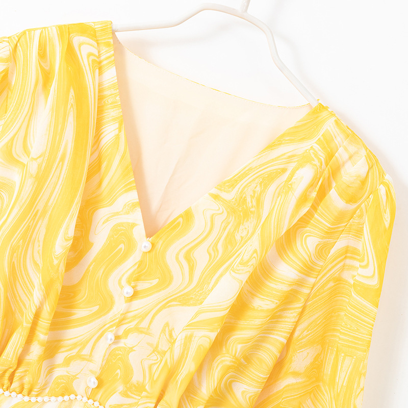 Plus size yellow french maxi dress