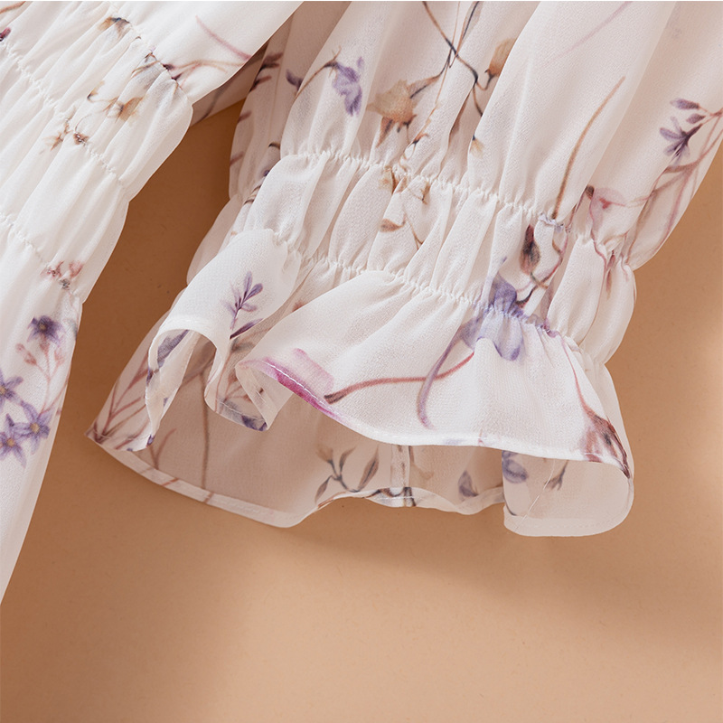 Plus Size French V Neck Elastic Waist Floral Skirt