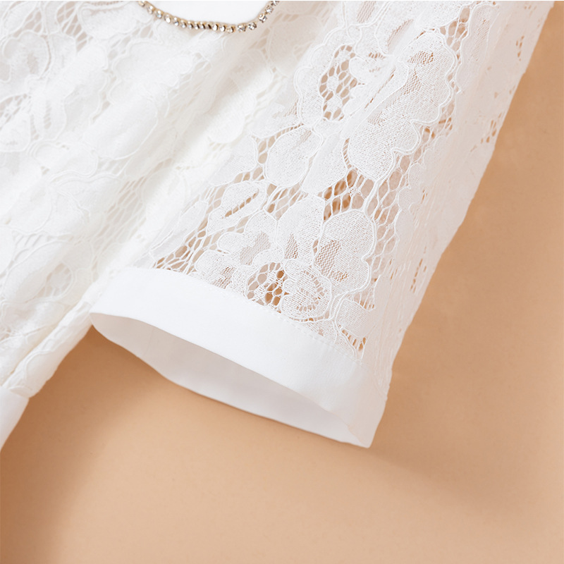 Plus size white lace waist dress