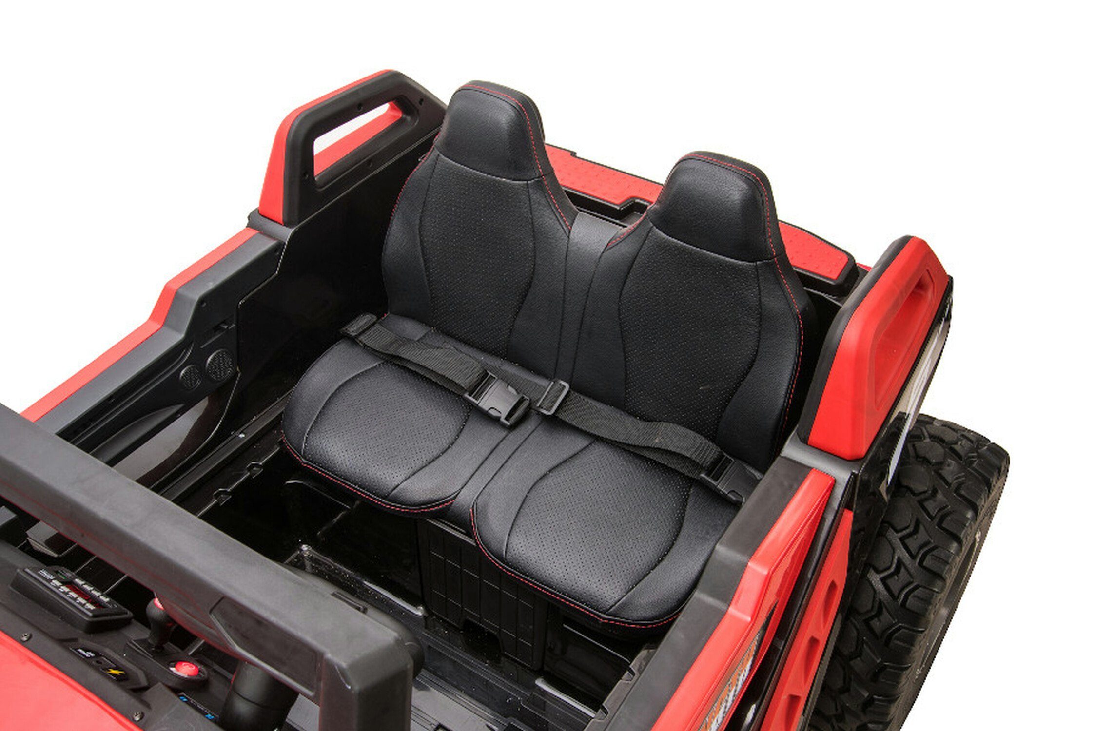 TPFLiving electric children's car buggy 928 - motor: 4 x 12V - battery: 2 x 12 volts/7Ah, load capacity 60 kg, children's car - electric buggy with leather seat and seat belt