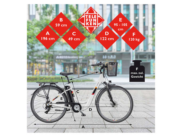 TELEFUNKEN E-Bike Cityrad »RC822 Multitalent«, 28 Zoll