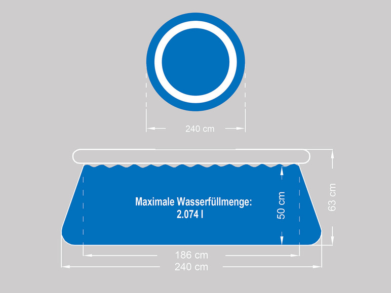 CRIVIT Quick-up-Pool, Ø 240 x H 63 cm, inkl. Filterpumpe