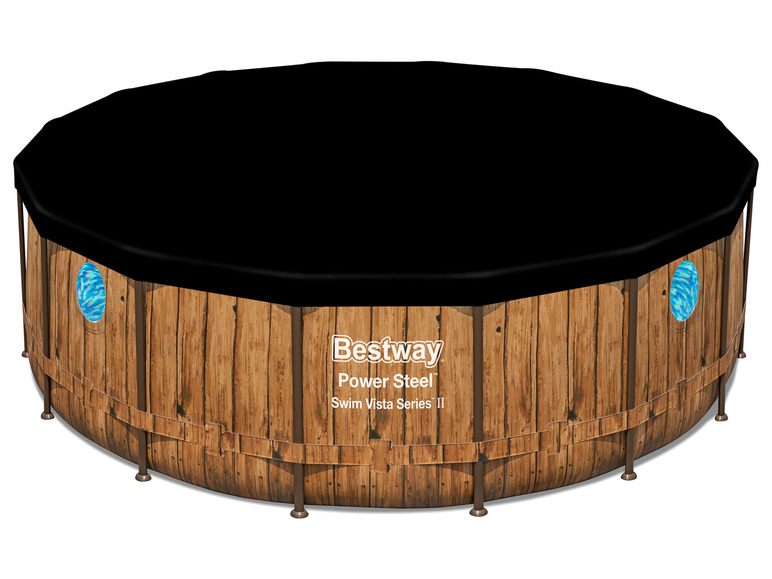 Bestway Power Steel™ Swim Vista Series™ Frame Pool Komplett-Set mit Filterpumpe Ø 488 x 122 cm, rund