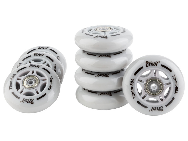 CRIVIT Inliner Rollen mit Kugellager, 8er Set / LED Rollen 4er Set
