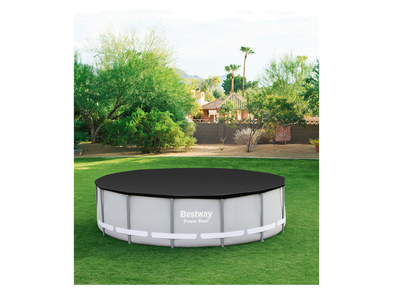 Bestway PVC-Abdeckplane, schwarz, für runde Pools