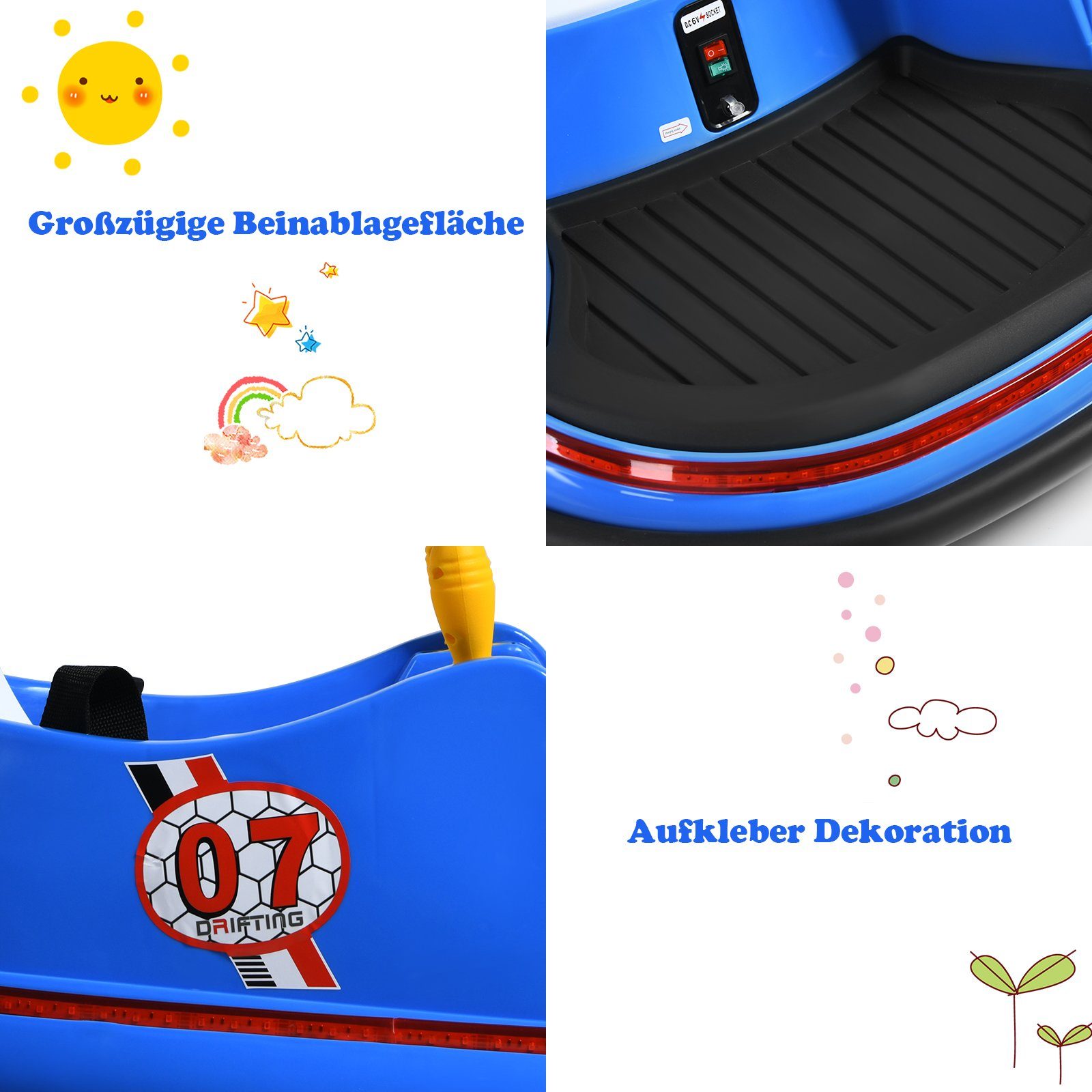 COSTWAY electric children's car 6V bumper car, one key to start