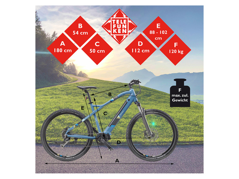 TELEFUNKEN E-Bike Mountainbike »Aufsteiger M925«, MTB, 27,5 / 29 Zoll