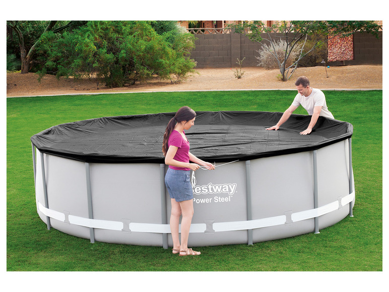 Bestway PVC-Abdeckplane, schwarz, für runde Pools