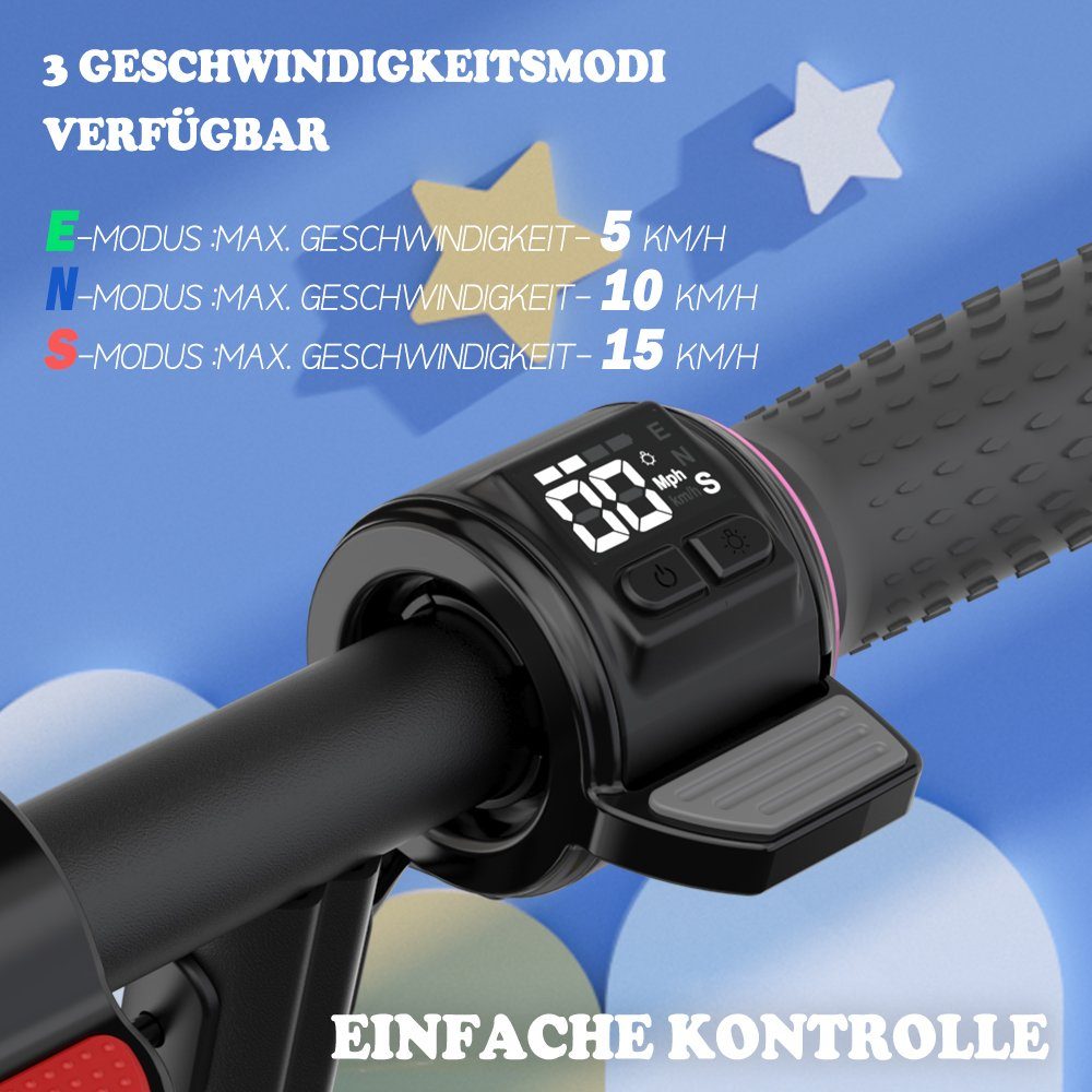 Evercross mini scooter, electric scooter for children aged 6-16 years, max 15 km/h, electric kick scooter, LED