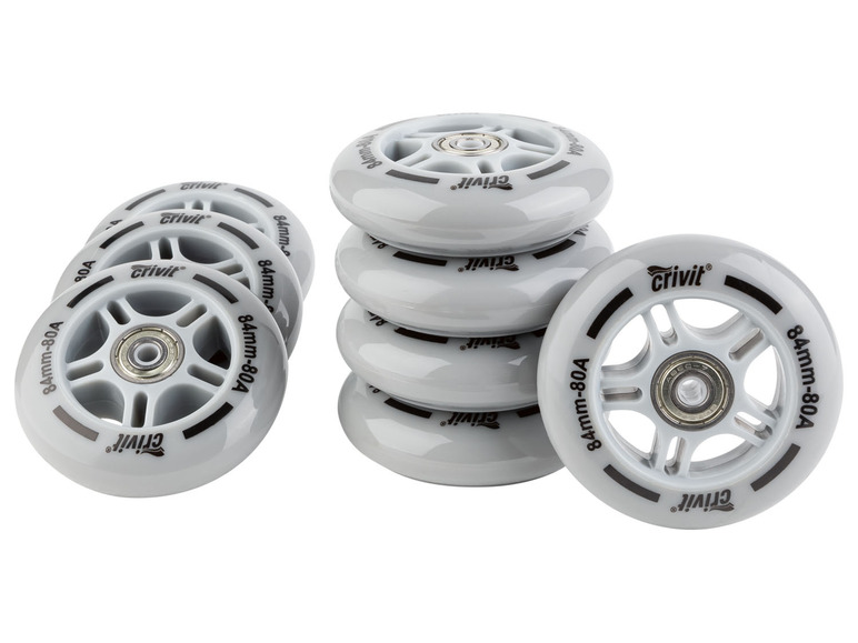 CRIVIT Inliner Rollen mit Kugellager, 8er Set / LED Rollen 4er Set