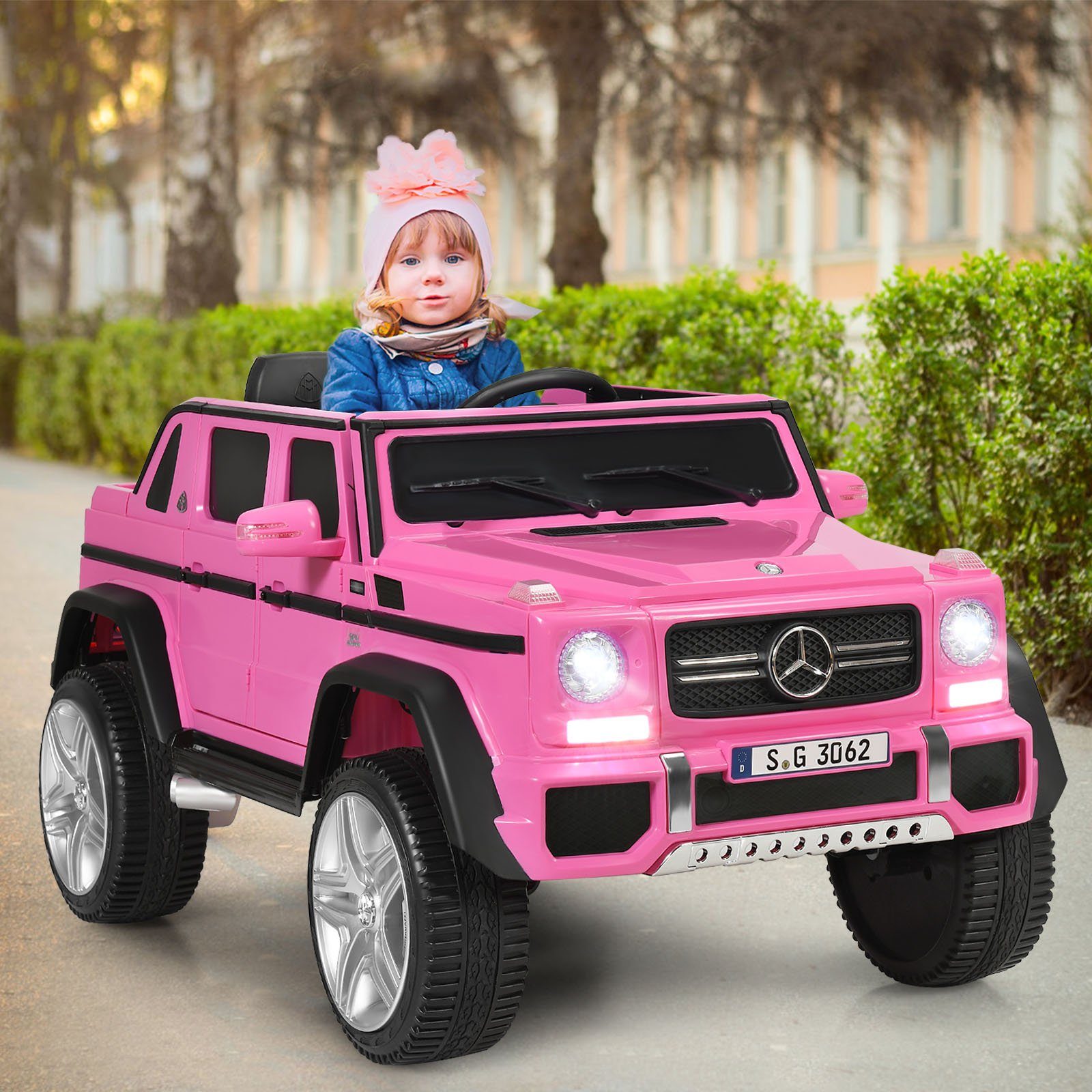 COSTWAY Elektro-Kinderauto Mercedes Benz, mit Musik & LED, 2,5-5,5km/h