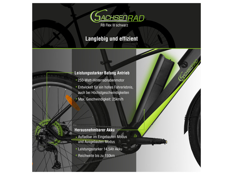 SachsenRad E-Bike Racing Mountainbike »R8 Flex III«, 27,5 Zoll