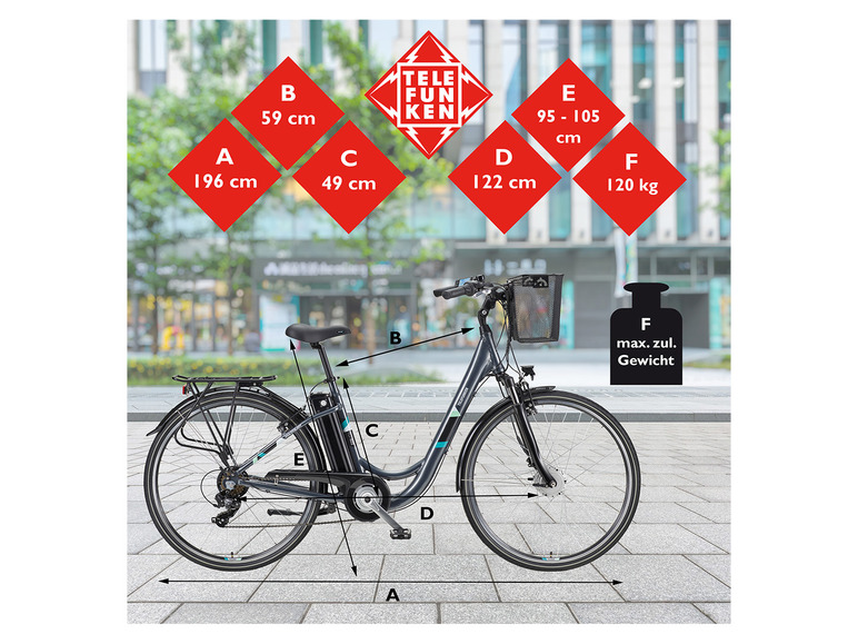 TELEFUNKEN E-Bike Cityrad »RC822 Multitalent«, 28 Zoll