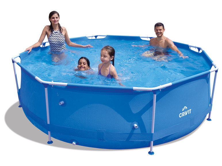 CRIVIT Metal-Frame-Pool, Ø 300 x H 76 cm, inkl. Filterpumpe