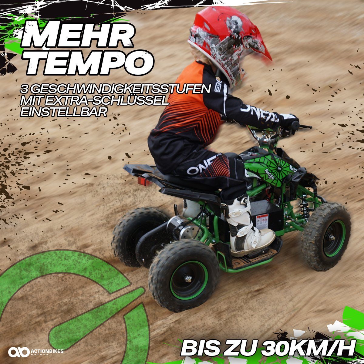 Actionbikes Motors Electric Children's Quad Mini Children's Electric Quad Racer 1000 W 36 V, load capacity 50 kg, (1 piece), up to 50 kg - disc brakes - Safety Touch System foot switch