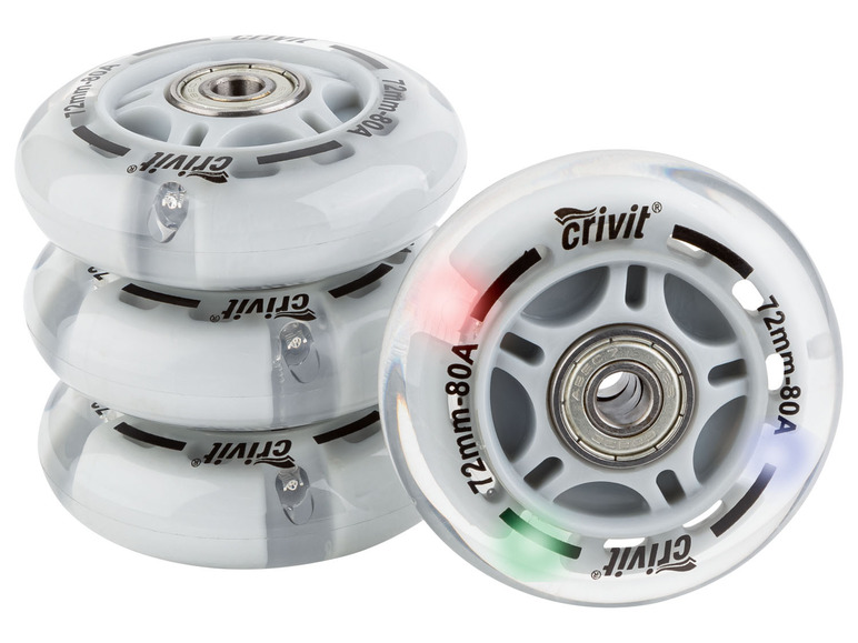 CRIVIT Inliner Rollen mit Kugellager, 8er Set / LED Rollen 4er Set
