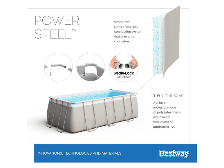 Bestway Power Steel™ Frame Pool Komplett-Set, eckig