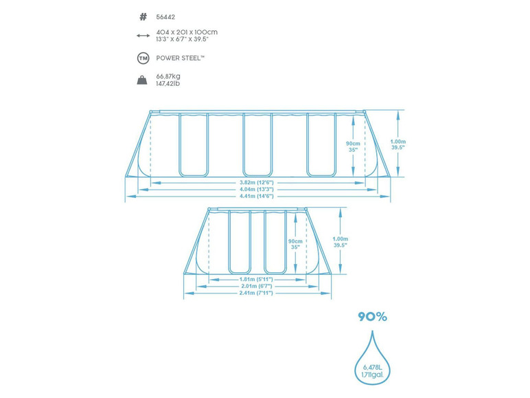 Bestway Power Steel™ Frame Pool Komplett-Set, eckig