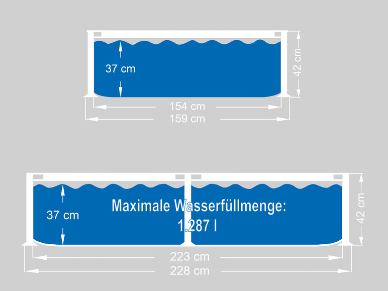 CRIVIT Metal-Frame-Pool L 228 x B 159 x H 42 cm
