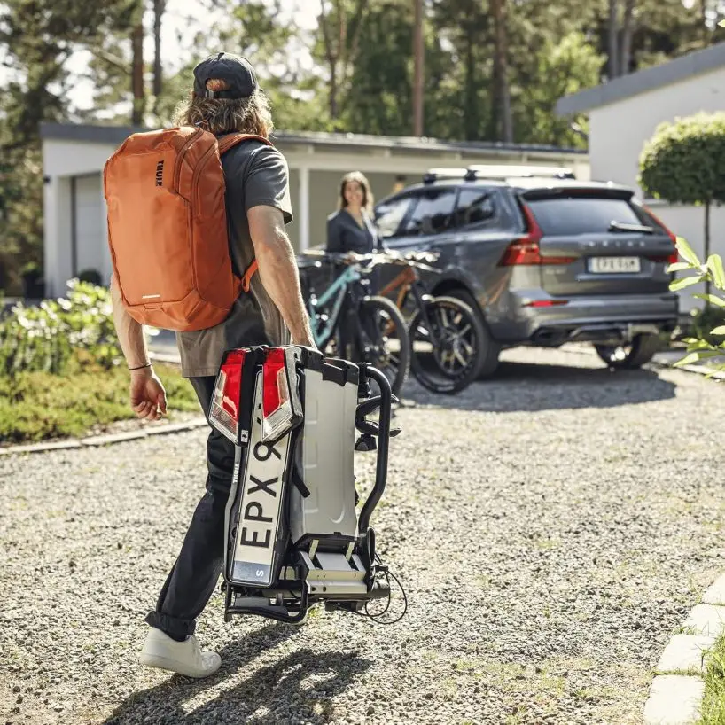 Thule EasyFold XT bike rack for tow bar 2 bikes silver