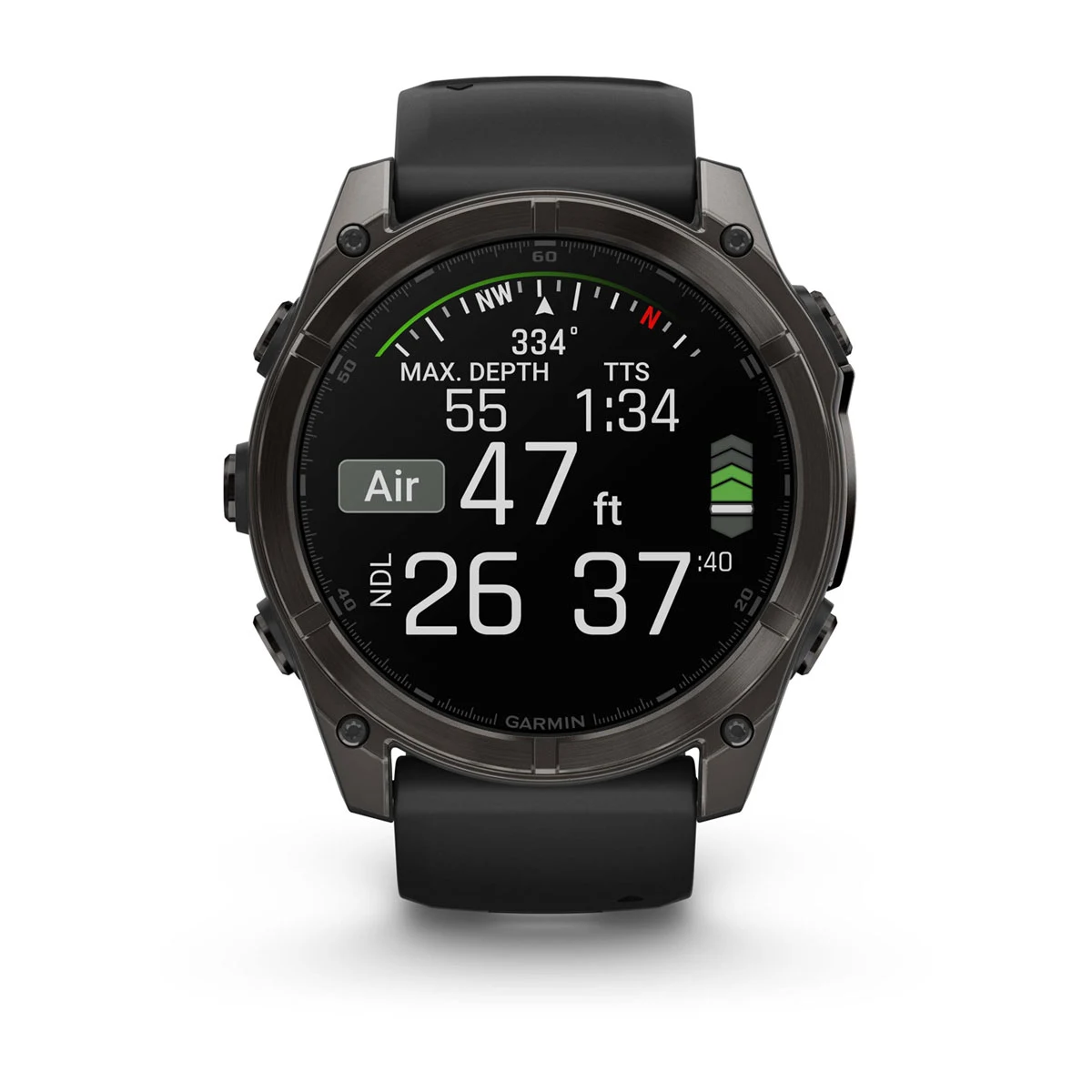 fēnix® 8 – 51 mm, AMOLED Sapphire, Carbon Gray DLC Titanium with Black/Pebble Gray Silicone Band