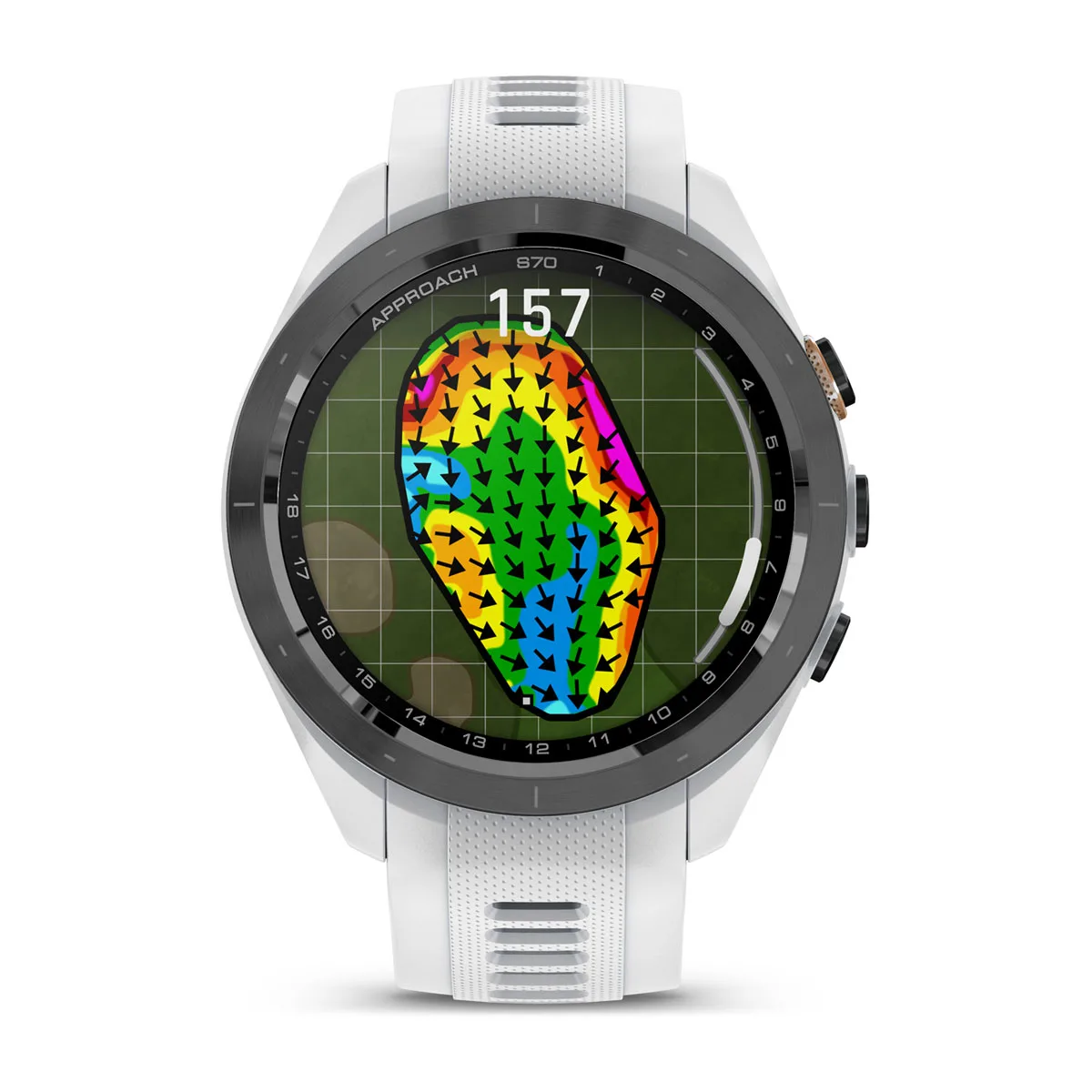 Approach® S70 - 42 mm Black/Peach Ceramic Bezel with White Silicone Band