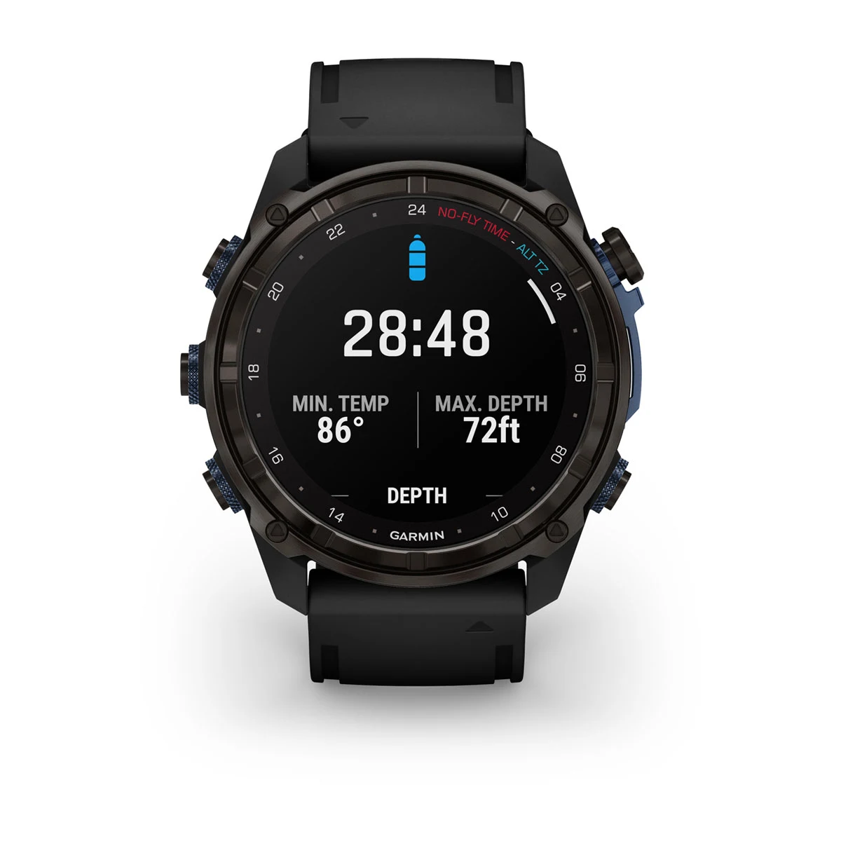 Descent™ Mk3i – 51 mm Carbon Gray DLC Titanium with Black Silicone Band and Descent T2 Transceiver