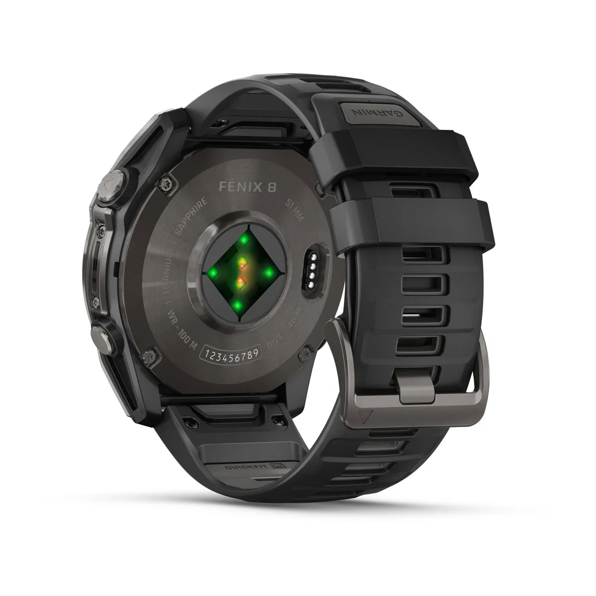 fēnix® 8 – 51 mm, AMOLED Sapphire, Carbon Gray DLC Titanium with Black/Pebble Gray Silicone Band