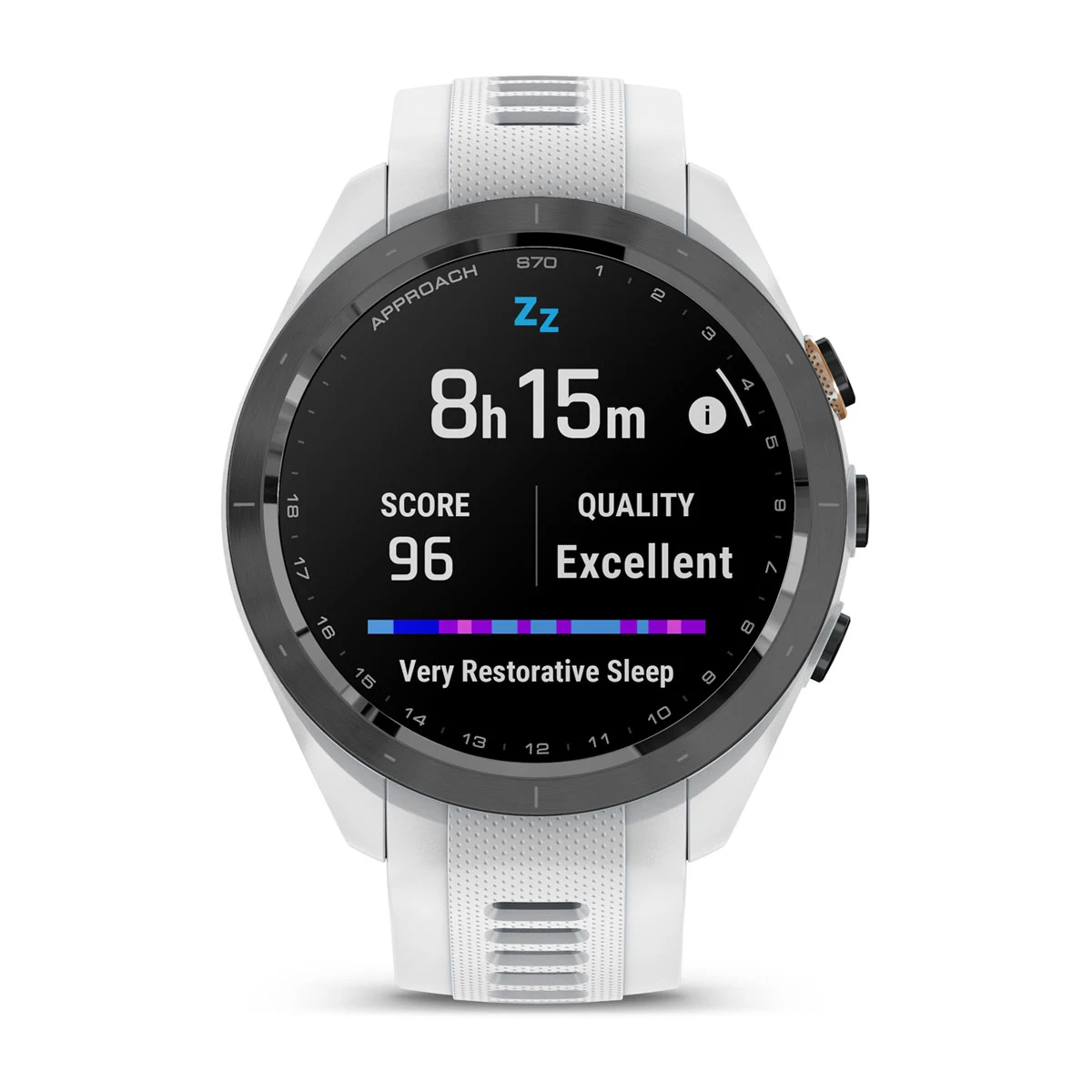 Approach® S70 - 42 mm Black/Peach Ceramic Bezel with White Silicone Band