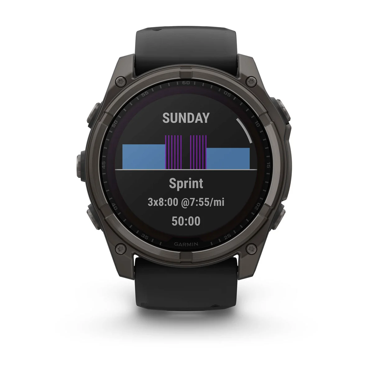 fēnix® 8 – 51 mm, Solar Sapphire, Carbon Gray DLC Titanium with Black/Pebble Gray Silicone Band