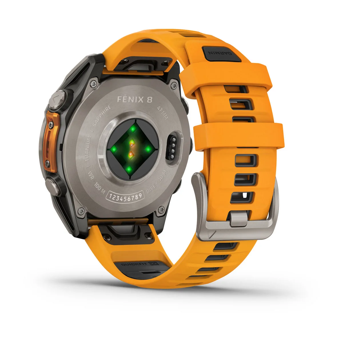 fēnix® 8 – 47 mm, AMOLED Sapphire, Titanium with Spark Orange/Graphite Silicone Band