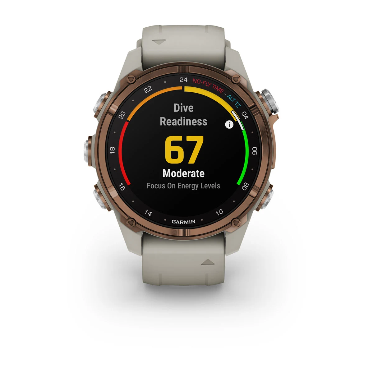 Descent™ Mk3i – 43 mm Bronze PVD Titanium with French Gray Silicone Band and Descent T2 Transceiver