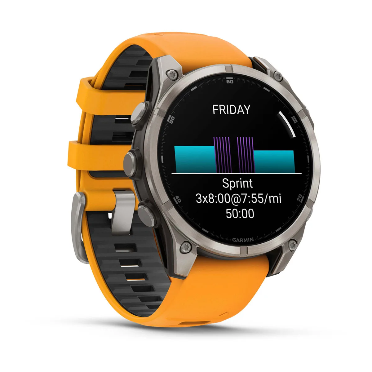 fēnix® 8 – 47 mm, AMOLED Sapphire, Titanium with Spark Orange/Graphite Silicone Band