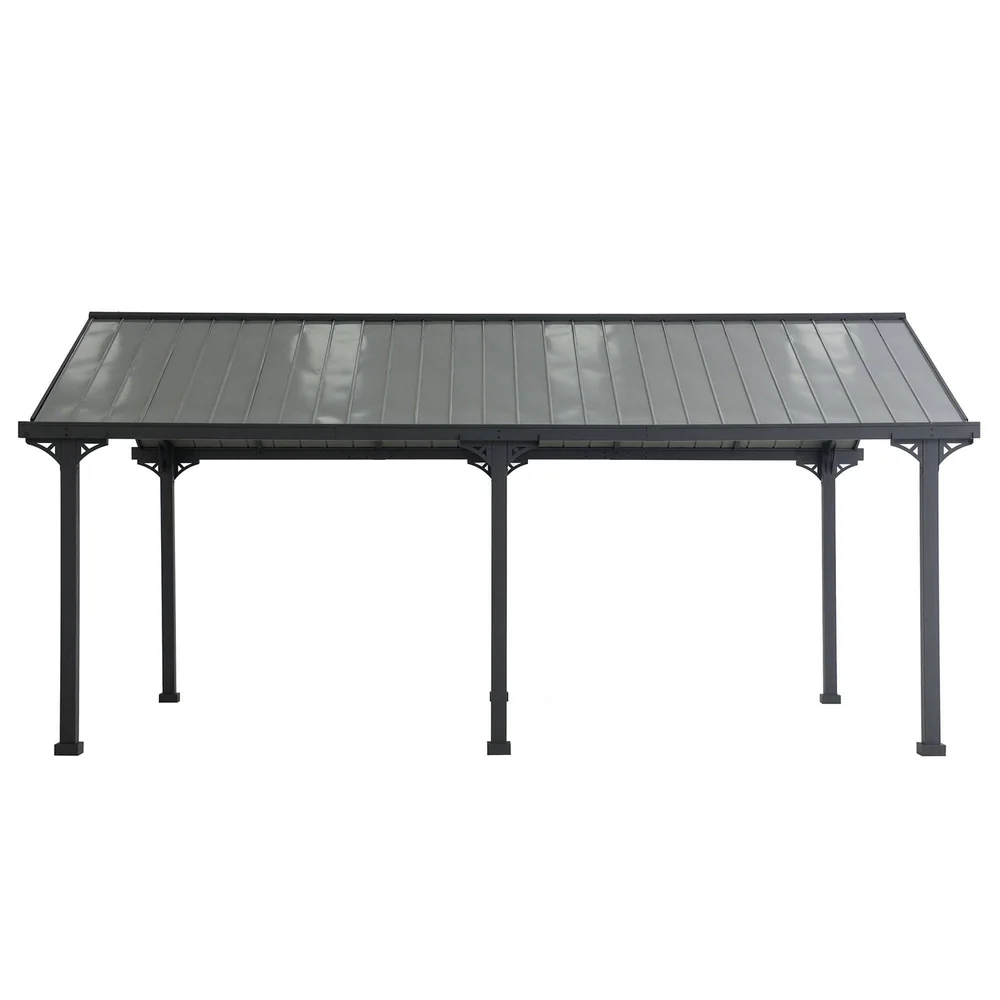 SUNJOY 12x20 Metal Carport Gable Roof Gazebo with 2 Ceiling Hooks