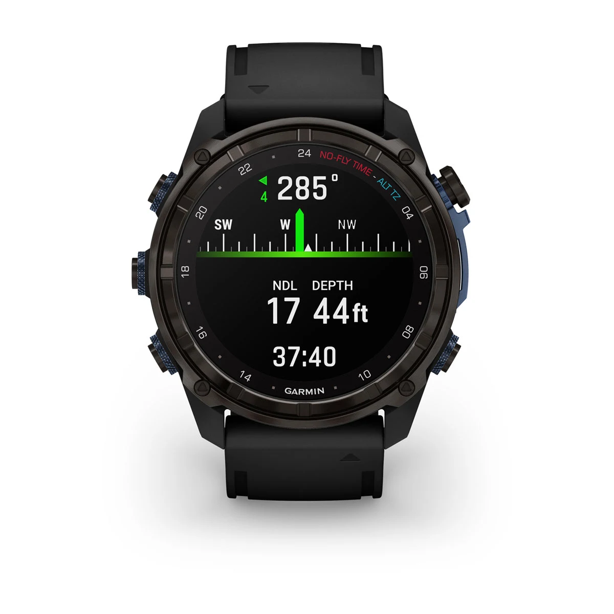 Descent™ Mk3i – 51 mm Carbon Gray DLC Titanium with Black Silicone Band and Descent T2 Transceiver