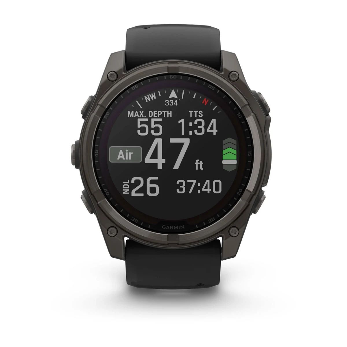 fēnix® 8 – 51 mm, Solar Sapphire, Carbon Gray DLC Titanium with Black/Pebble Gray Silicone Band