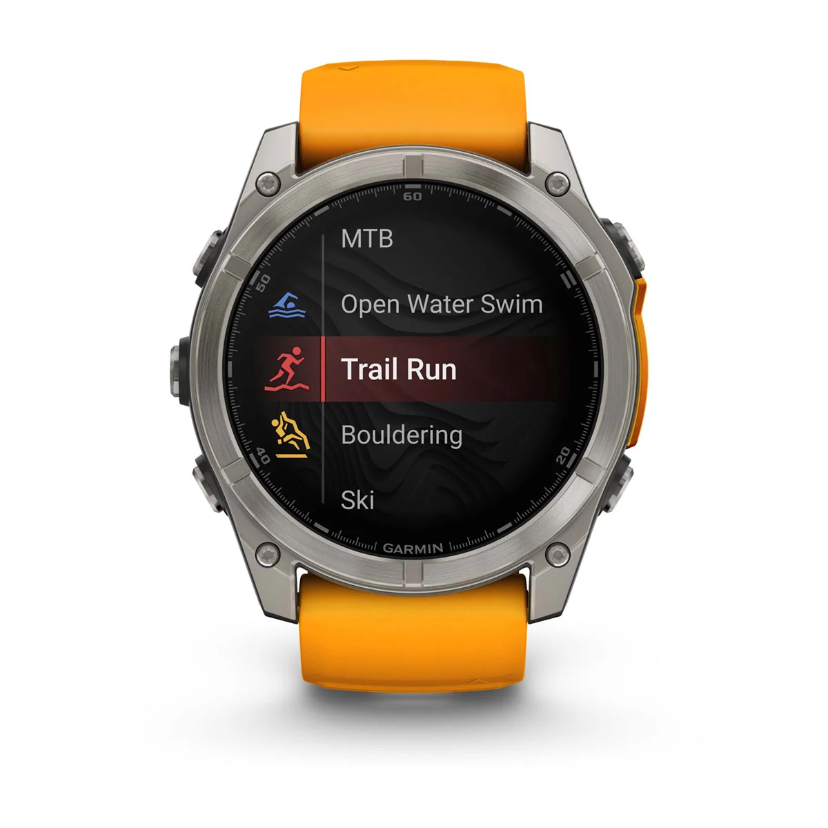 fēnix® 8 – 51 mm, AMOLED Sapphire, Titanium with Spark Orange/Graphite Silicone Band