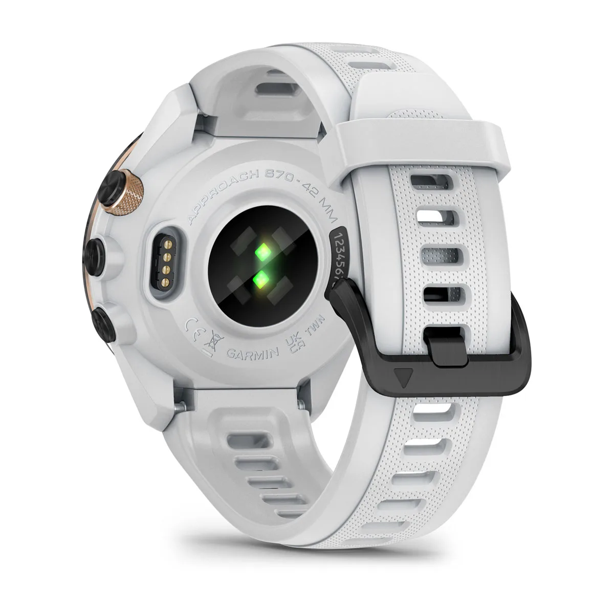 Approach® S70 - 42 mm Black/Peach Ceramic Bezel with White Silicone Band